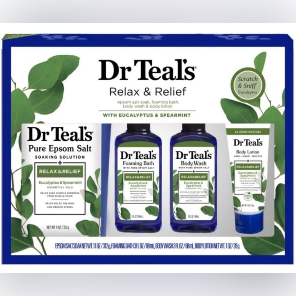 Dr Teal's Relax & Relief with Eucalyptus & Spearmint 4 piece Set - NIB